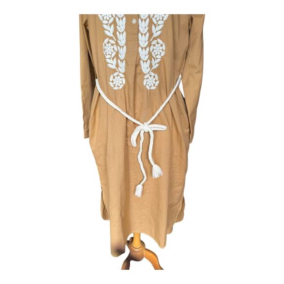 Ex Voto Ivy Caftan Doe Color Ivory Embroidery Off-White Rope Belt NWT Large - Picture 5 of 15